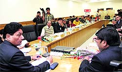 Health Minister Surinder Singh Negi holds a meeting on the implementation of the PNDT Act in Dehradun on Tuesday