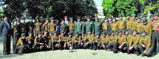 Cadets of the Pratap section, RIMC, who won the Inter-Section Drill Competition