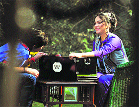 Bollywood actress Gracy Singh during the shooting of the film Blue Mountains in Shimla on Tuesday.