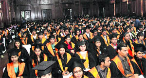 Uttarakhand Technical University students at the convocation ceremony held at the FRI auditorium in Dehradun on Wednesday. 