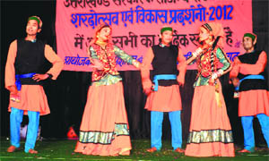 A dance being performed at the autumn festival held at Pithoragarh. 