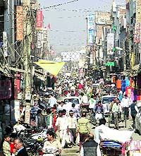 A market abuzz with activity during a relaxation in curfew in Sirsa on Wednesday