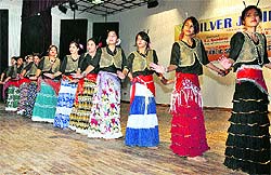 Students of DAV School present a Kinnauri nati in Hamirpur on Wednesday