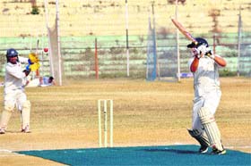Players in action during the Friendship Cup at MA Stadium in Jammu on Wednesday