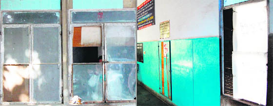 Windowpanes lie broken at government hospitals in Amritsar. 