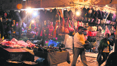 A corridor in the Patel Market, Sector 15, Chandigarh, encroached upon by shopkeepers to display their products on Thursday. 