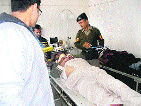 Some of the students injured in a road accident at the DRPGMC in Tanda on Thursday.