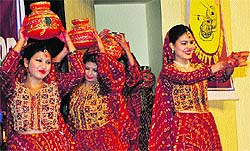 Girls perform during the Display Your Talent 2012-13 programme at Jammu University on Thursday