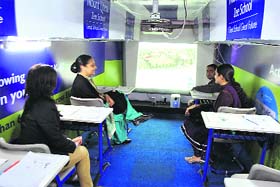The built-in demo classroom on the bus