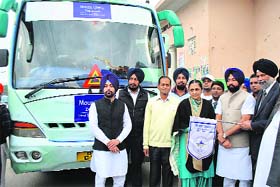 The bus being flagged off from the Polo grounds in Patiala on Thursday