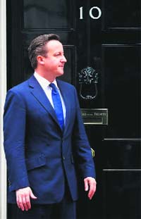 Prime Minister David Cameron in Downing Street in London