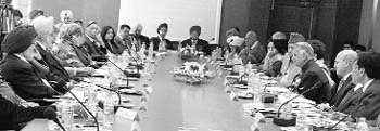 Shivraj Patil, Punjab Governor and UT Administrator, presides over a meeting of the Advisory Council in Chandigarh on Friday. 