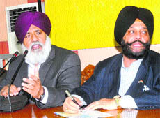 Representatives of the US kabaddi team address mediapersons in Jalandhar on Friday. 