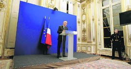 French Prime Minister Jean-Marc Ayrault announces an agreement between the government and steelmaker ArcelorMittal over its Florange steelworks at Hotel Matignon in Paris on Friday.