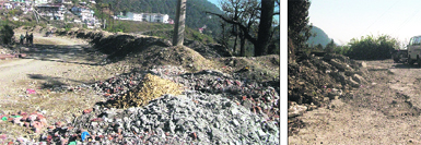 The link road at Landour Bazaar in Mussoorie in poor condition.