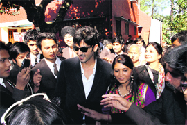 Former student of Welham Boys School and film actor Zayed Khan at the founders day celebrations of the school in Dehradun on Saturday.