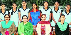 The badminton team of KMV College, Jalandhar, at Guru Nanak Dev University
