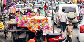 A file photo of encroachments at a market in Ludhiana. 
