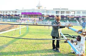 Preparations on at Yadavindra stadium on the eve of Kabaddi World Cup match in Patiala on Saturday