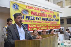 Chief Parliamentary Secretary Sarup Chand Singla was the chief guest at the inaugural ceremony of the eye camp organised by the Lions Club in Bathinda over the weekend.