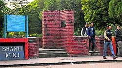 Stairs at the entrance are a hurdle for the physically challenged persons at Shanti Kunj, Sector 16, Chandigarh