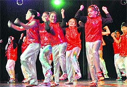 Students present a dance item during a cultural function at Manav Mangal Smart School in Phase X, Mohali, on Sunday