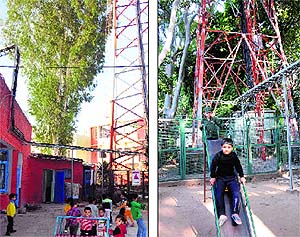 Mobile phone towers installed near crches in Sectors 15 and 20 in Chandigarh are posing a threat to children
