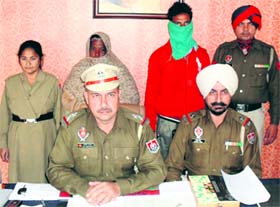 Members of a gang of vehicle thieves in police custody at Jagraon.