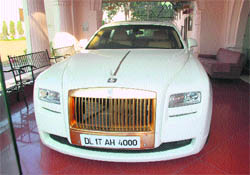 The Rolls Royce parked outside a hotel in Panchkula. 