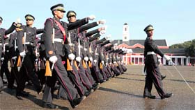 Gentlemen Cadets of the IMA participate in the Deputy Commandants parade in Dehradun on Monday.