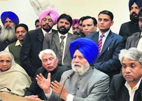 Charanjit Singh Atwal, Speaker of the Legislative Assembly, addresses a meeting in Ludhiana on Monday