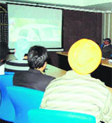 SGPC panel members watch Punjabi film Sadda Haq in Amritsar on Monday. 