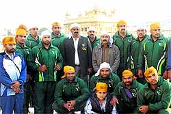 Pakistan kabaddi team pays obeisance at the Golden Team ahead of their match in Amritsar on Tuesday