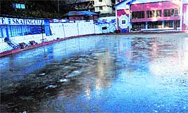 The ice-skating rink in Shimla on Tuesday morning
