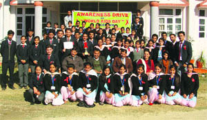 Students and the management of Dronacharya College of Education, Rait, with the award of being the best Red Ribbon of the state.