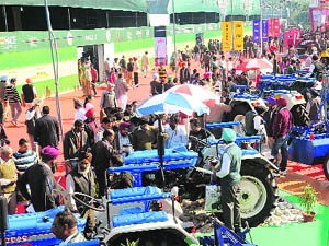 A huge rush of visitors at Agro Tech fair in Chandigarh on Tuesday. 