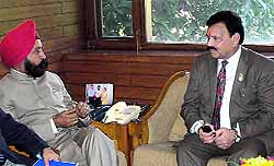 Dr Rajkumar Verka, Vice-Chairman, National Commission for Schedule Castes, during a meeting with GNDU Vice Chancellor AS Brar in Amritsar on Wednesday