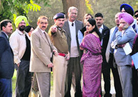 Commissioner of Police Ishwar Singh briefs officials on the preparedness for the Prime Ministers visit, in Ludhiana on Wednesday. 