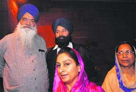SAD MP Harsimrat Badal with other party MPs in New Delhi on Tuesday