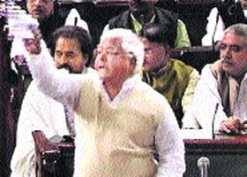 RJD chief Lalu Prasad in Lok Sabha