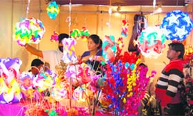 Riot of colours: Fancy artificial lights on dispay during the PITEX