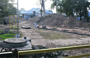 Children Park is still being used for dumping construction material by SAD leader BS Ramoowalia at Phase IX in Mohali on Thursday. 