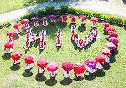 Students of the Gyan Jyoti College of Education at Rajol near Kangra take part in an HIV awareness campaign on Thursday