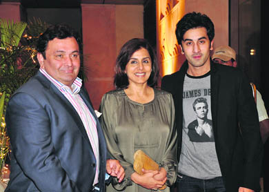 Sharing screen space: Rishi, Neetu and Ranbir Kapoor