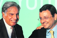Ratan Tata and his appointed successor Cyrus Mistry (R) 