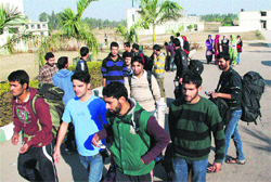 Kashmiri students on the campus. A file photo 