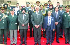 Delhi Lt. Governor Tejender Khanna with the Gallantry Awardees and Distinguished Service Madel winners during a falicitation function at Raj Niwas in Delhi on Friday.