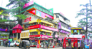 The McLeodganj square in Dharamsala wears a deserted look on Friday. 