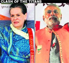 While Sonia Gandhi was in Mandvi and Keshod on Friday, Narendra Modi campaigned in Falla, Jamnagar and Ahmedabad. 
