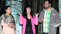 Artistes during rehearsals ahead of their play at the National Theatre Festival at Punjab Natshala in Amritsar on Saturday
